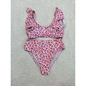 Shein high waisted bikini pink ruffle size small women’s